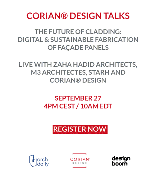 webinar: designboom and archdaily talk future of façades with Corian® Design, zaha hadid architects, M3 architectes & STARH
