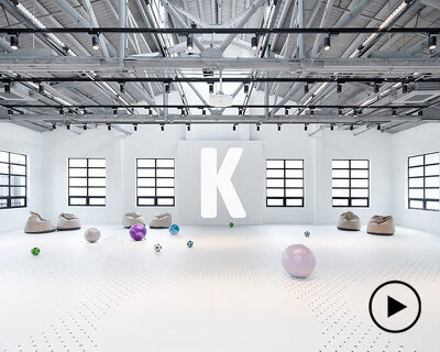 polka dotted floors + animated lights adorn coordination asia’s kids museum of glass in shanghai