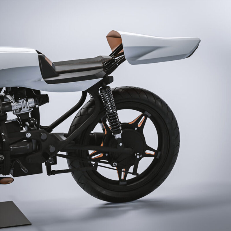 sculptural motorcycle exposes its handmade saddle through hidden cutout