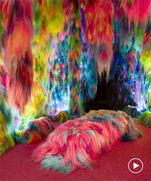 icelandic artist shoplifter creates fuzzy, forest-like installations of synthetic hair