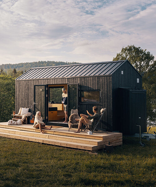 tiny movable house on wheels reflects the minimalist nordic style