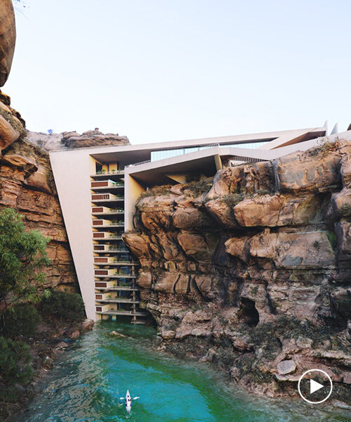 'valley residential bridge' fills the gap among cliffs in canada