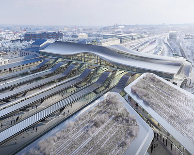 a fluid new railway station is designed for vilnius by zaha hadid architects