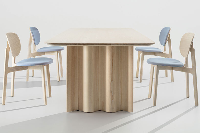 curtain table by läufer+keichel for zeitraum resonates waves of sustainability