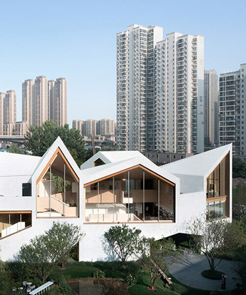 the wuhan city pavilion & kindergarten by atelier xi is an expression of scale, voids + folds