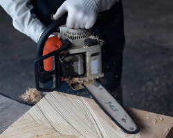 chainsaw carved japanese cypress forms symbolic textured furniture series by siin siin