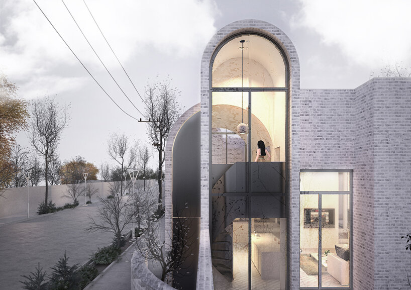 a cluster of brickwork vaulting forms MAAN studio's house in damghan, iran