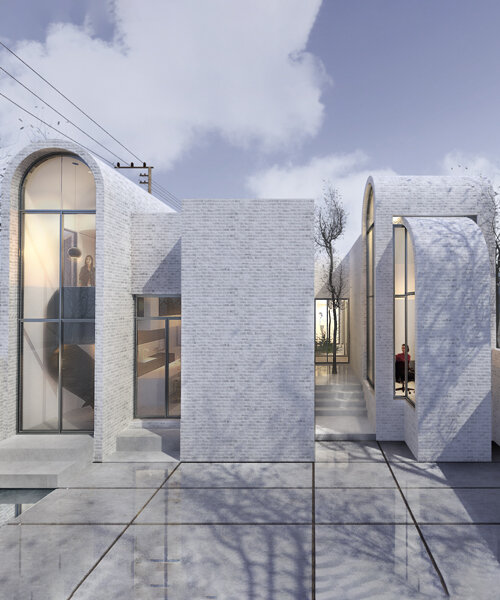 a cluster of brickwork vaulting forms MAAN studio's house in damghan, iran