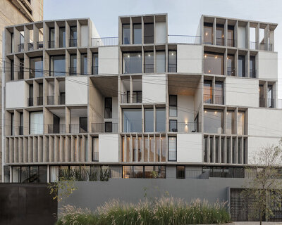 em-estudio shades its 'RD 1766' apartments in guadalajara with a ribbed facade