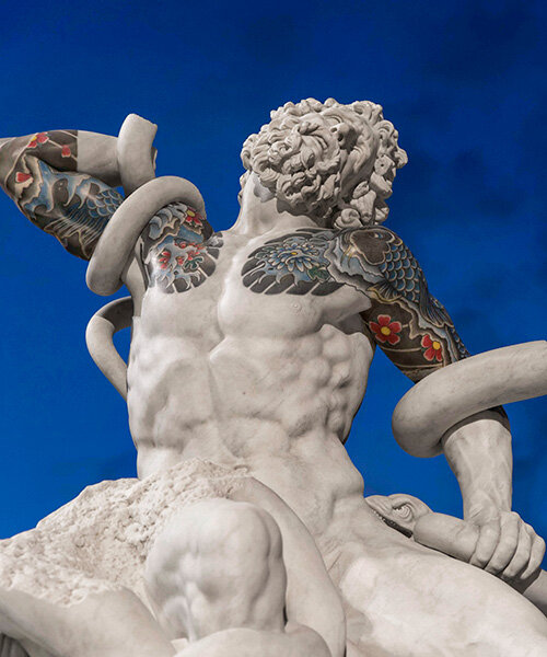 fabio viale's monumental tattooed marble sculptures take over turin