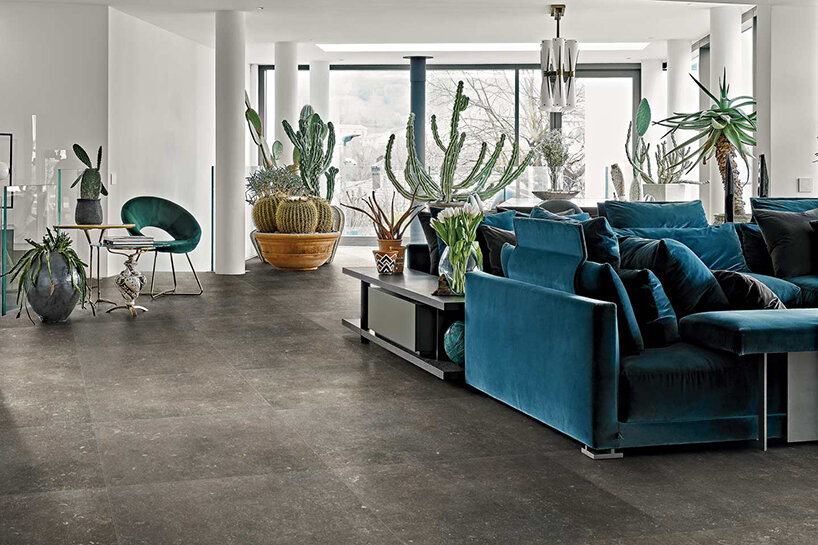 florim reinterprets blue, fossilized pierre bleue stone with atmosphères de rex