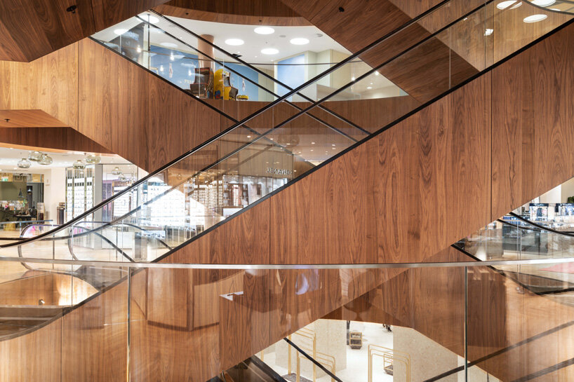 OMA's first quadrant of KaDeWe berlin masterplan opens, featuring wood-clad escalators
