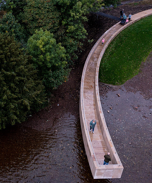 'the gathering place' touches lightly on the scottish landscape to reconnect locals and river