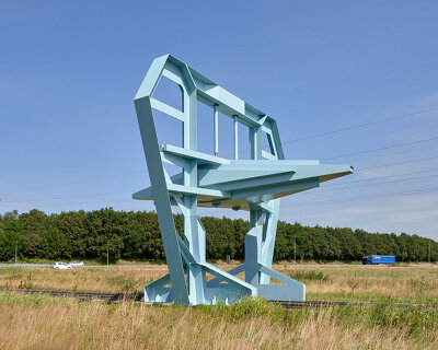 studio frank havermans erects a blue, industry inspired gate in the netherlands
