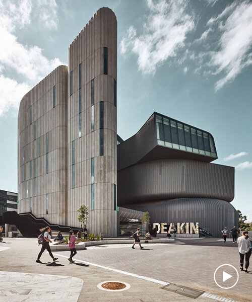 woods bagot completes its deakin law building with fluted concrete and zinc