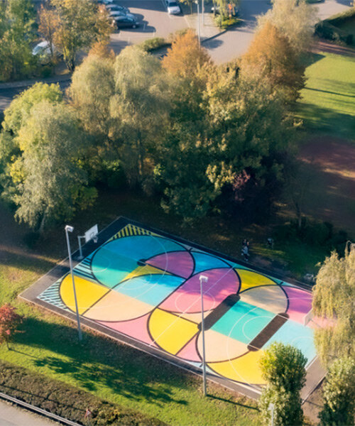 bold basketball court mural by drukdoenerij puts small town in belgium on the map
