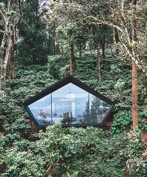 this prefabricated, 21sqm cabin features a panoramic glass façade to enjoy stunning views