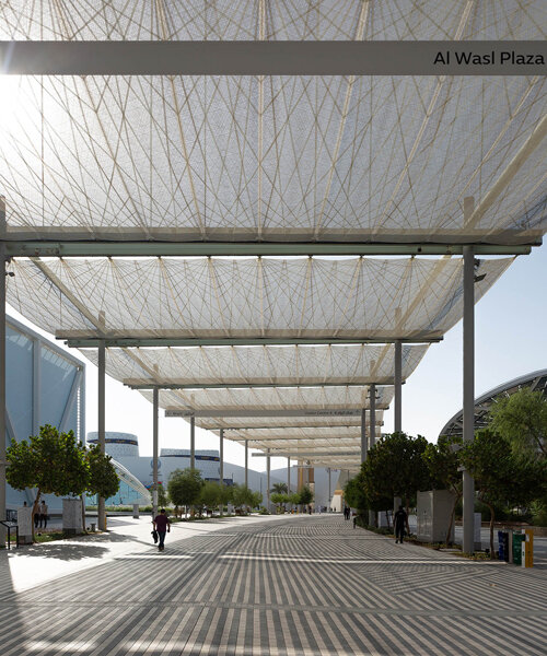 an ethereal canopy of high performance i-Mesh floats above expo 2020 dubai