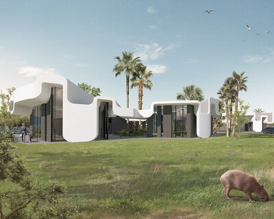 j. mayer h. shapes an undulating white roof for SEEHAUS community building in brazil