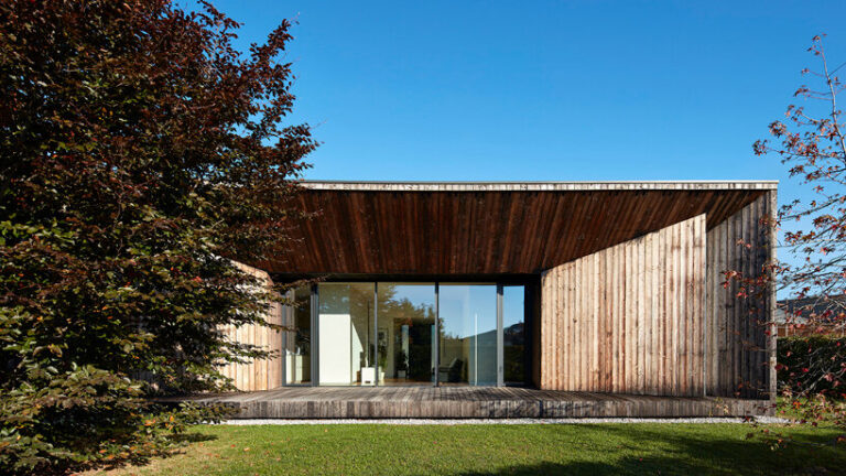 luca poian forms' simoni house is a folded timber box in northern italy