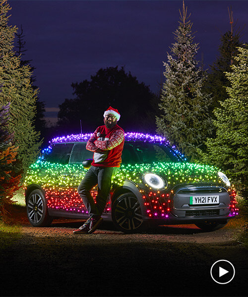 festive MINI electric wrapped in 2,000 LEDs embarks on charity tour around UK