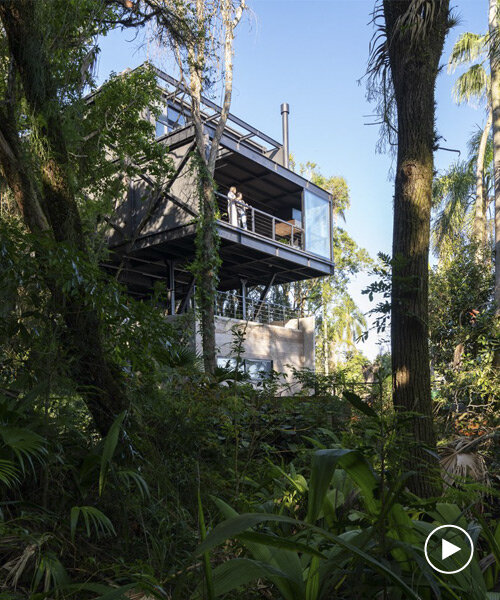 mirador house by KS arquitetos floats amid lush foresty landscape in porto alegre, brazil