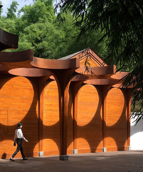 modern geometric forms and oriental charm define aoe's cultural pavilion in chengdu, china