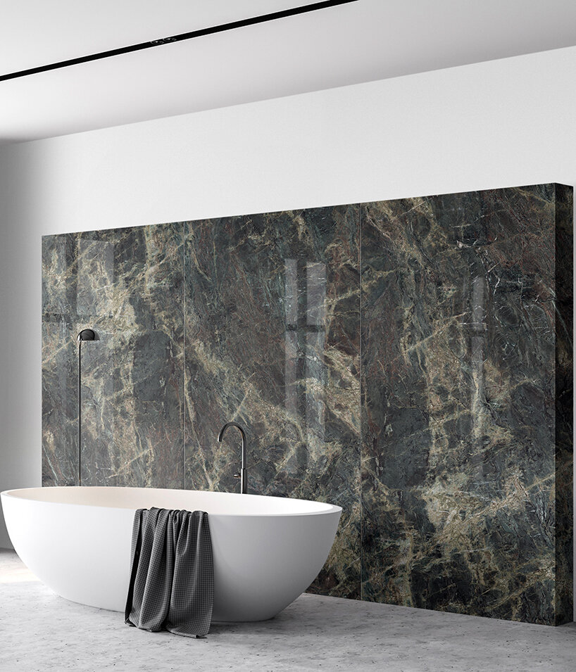 neolith's eco-friendly sintered stone stylizes ultra-hygienic bathrooms