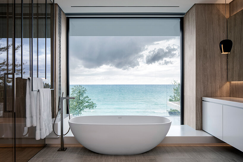 neolith's eco-friendly sintered stone stylizes ultra-hygienic bathrooms