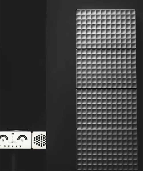 piero lissoni's 'waffle' reinterprets cast iron radiators with satisfying 3D geometric texture