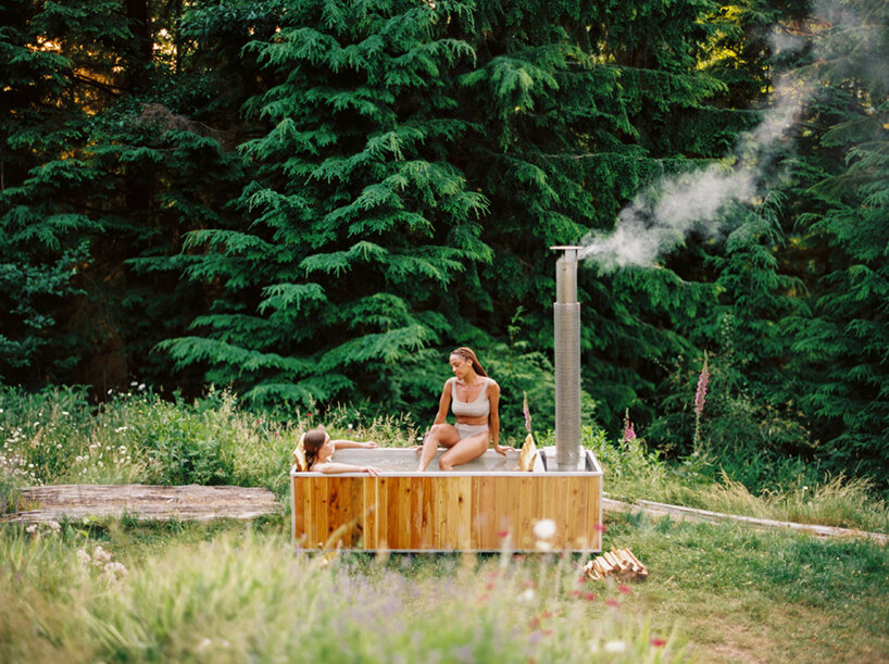 this woodburning hot tub by goodland celebrates the experience of nature