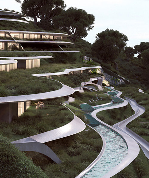 314 architecture studio embeds resort with staggered organic terraces into the greek landscape