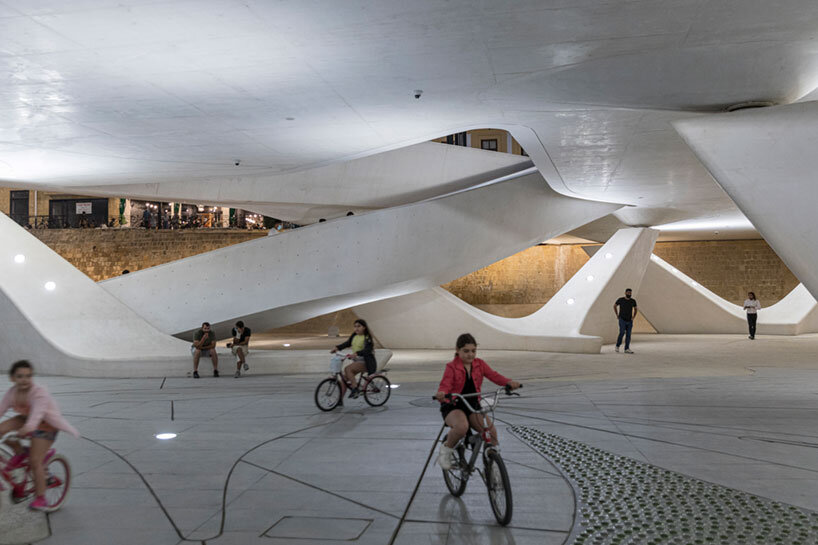 zaha hadid architects transforms dried moat in cyprus into fluid streetscape