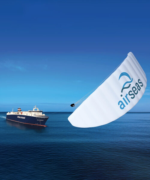 in need of less fuel: airseas installs an auto-kite on a cargo ship