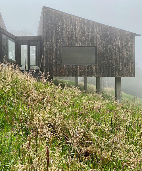 charred wood house on stilts touches lightly on the fragile andean mooreland ecosystem