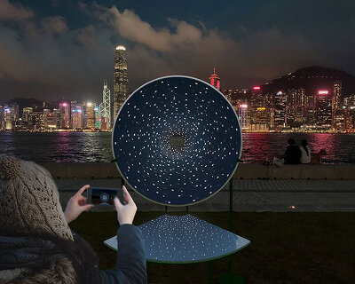 studio etain ho designs 'cone of radiance' light installation to bring joy & comfort to hong kong