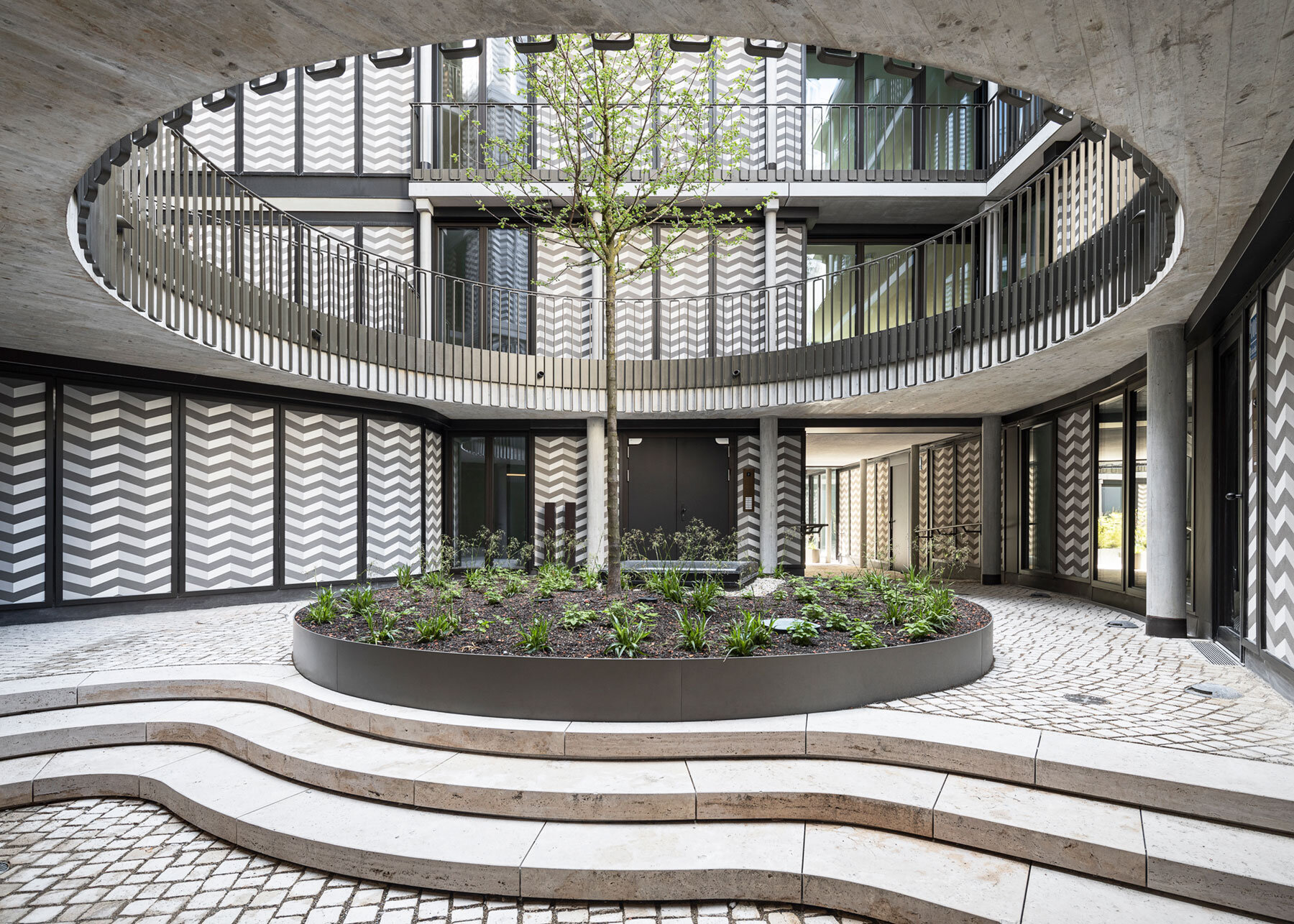 thomas kröger architekten wraps munich apartments in graphic patterning