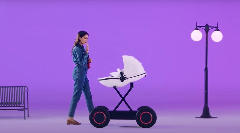 the hyundai MobED is a four-wheeled droid that can carry your baby stroller
