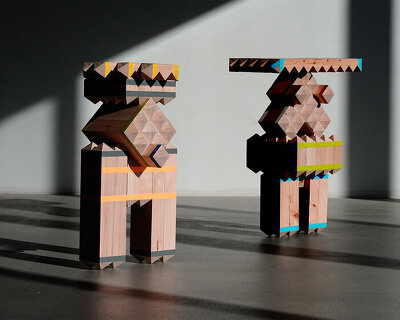 takuto ohta builds 'primitive' furniture set by stacking blocks intuitively
