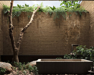 in asian-inspired brutalist tones the mutis hotel is envisioned in indonesia