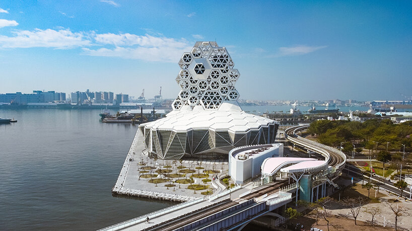 intricate pop music center inspired by the seabed's geometries opens its doors in taiwan 