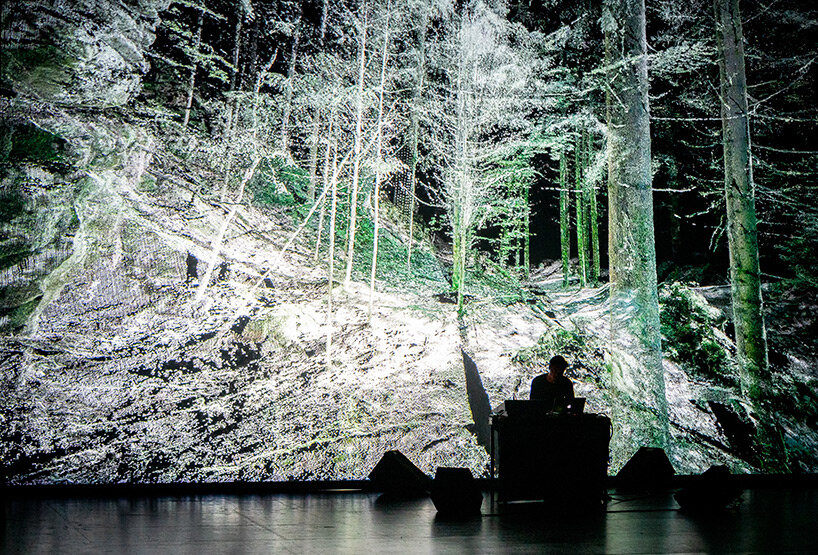 ryoichi kurokawa superimposes 3D data of architecture + nature into mind-bending installations