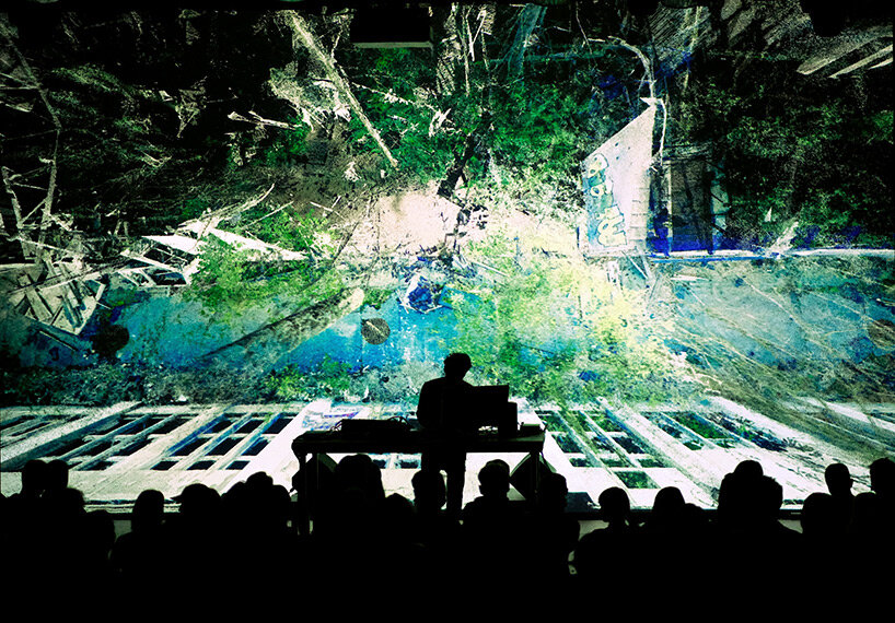 ryoichi kurokawa superimposes 3D data of architecture + nature into mind-bending installations