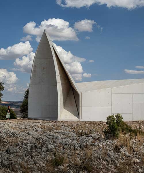 sancho-madridejos builds origami-like chapel on mountainous landscape of central spain