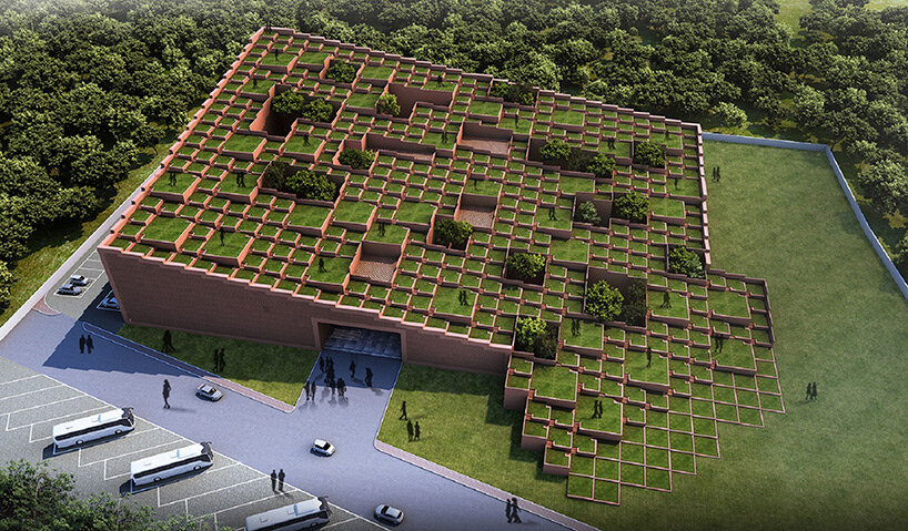 sanjay puri architects shapes university in india as a staggered landscape of green terraces