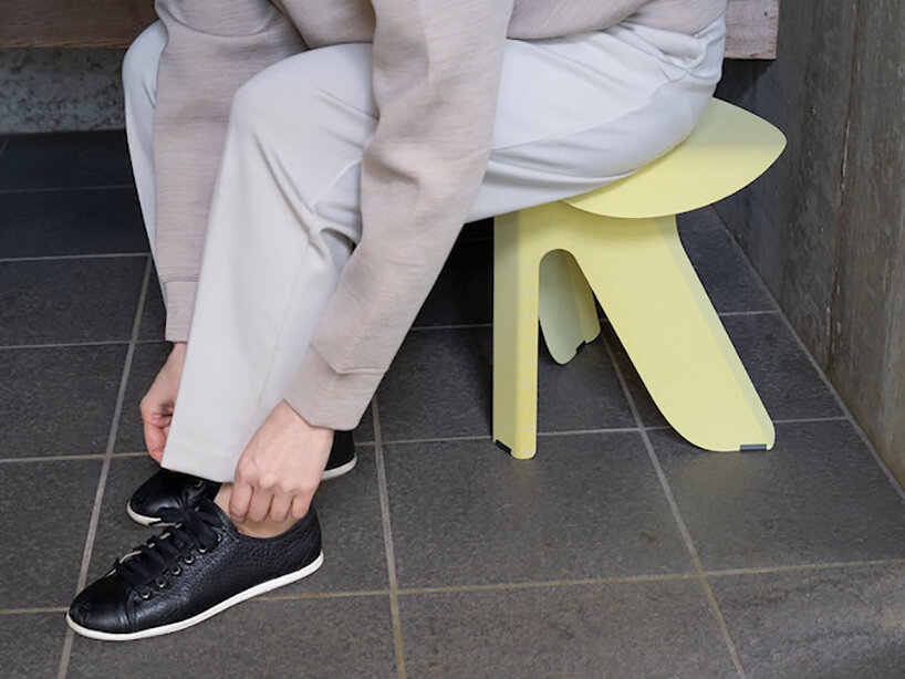 hisakazu shimizu turns iron into a playful sheet metal furniture