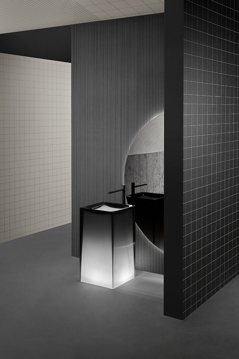 antoniolupi sculpts baths and sinks with translucent, colorable cristalmood
