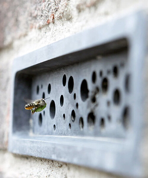 multi-purpose bricks with tiny holes provide shelter for solitary bees
