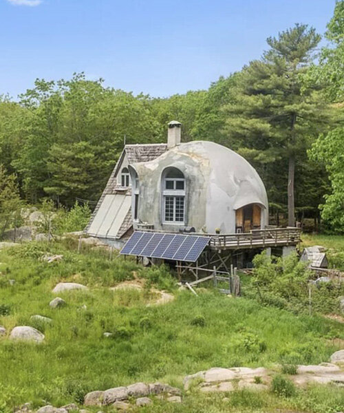 among the woods of coastal maine, an artist's handcrafted dome home is for sale
