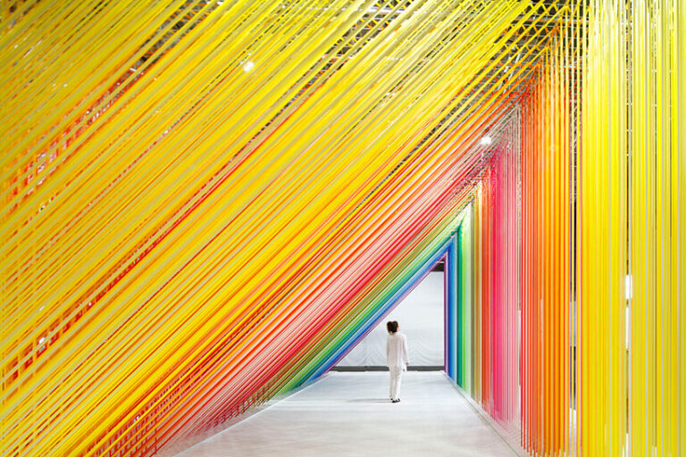 emmanuelle moureaux uses 6,000 masking tape strips to compose rainbow ...